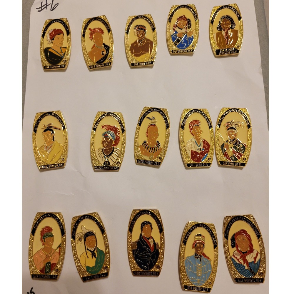13pc Lions Club‎ International Native American Chiefs Enamel Trading Pin Set